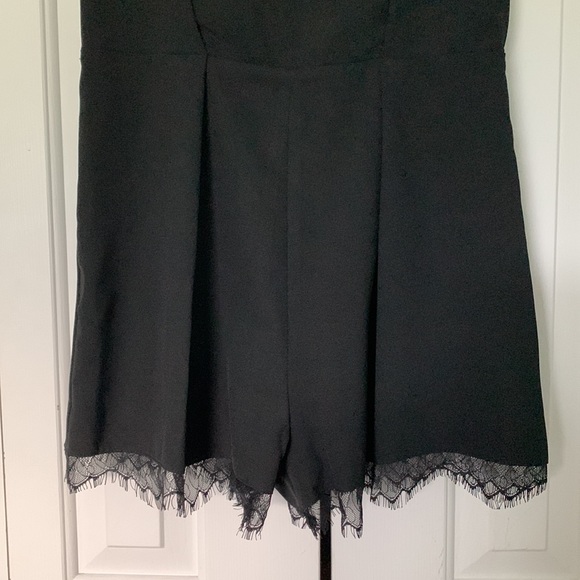 Black Eyelash Lace Trim Sleeveless Romper Playsuit - Aqua (Bloomingdales Brand) - Picture 3 of 6